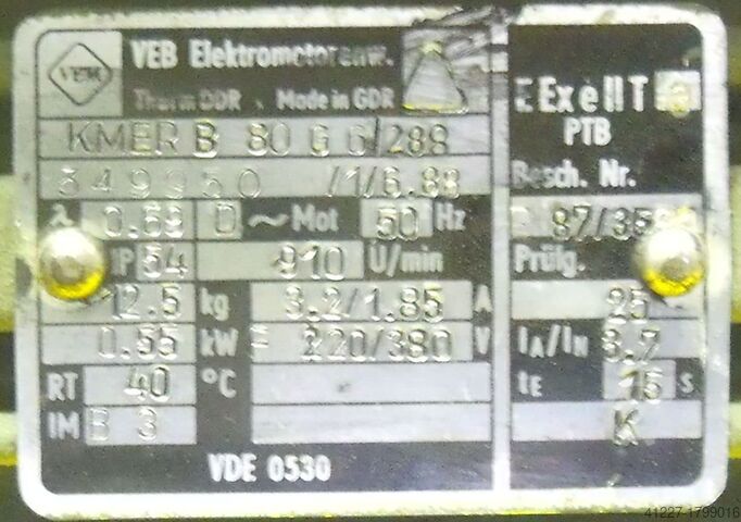 Geared motor 0.55 kW 15 rpm VEM KMERB80G6/288