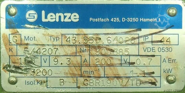 Geared motor 1.1 kW 320 rpm Lenze 43.550.64026