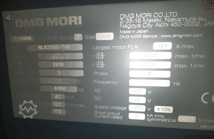 CNC-Drehmaschine DMG MORI NLX 2500/700 SY + barfeeder