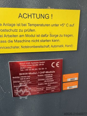 Blockheizkraftwerk Bosch KWK Systeme GmbH CHP CE 140 N