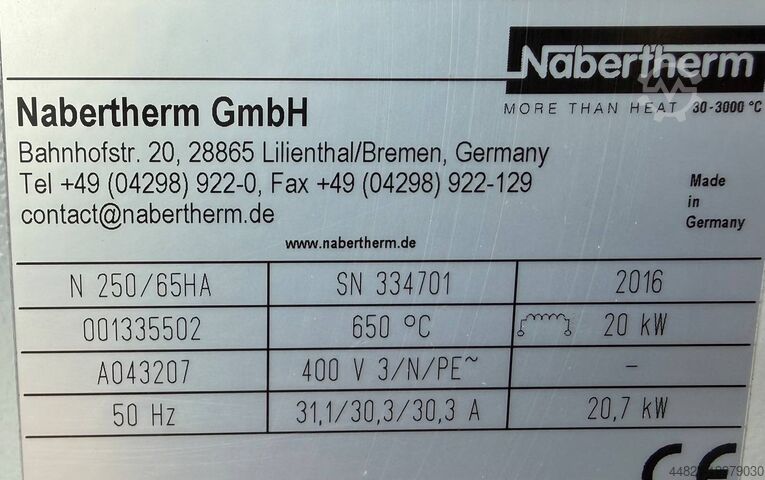 Recirculating chamber furnace NABER NH 250/65 HA