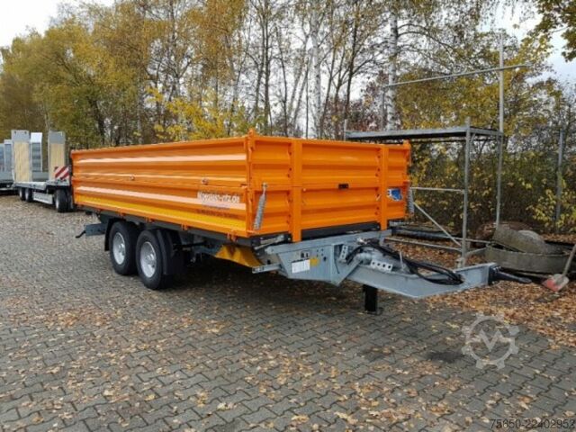 Tipper trailer Möslein TTD11- BA Orange  neuer Tandem 3- Seitenkipper Tiefladermit Bordwand- Aufsatz-- Neufahrzeug --