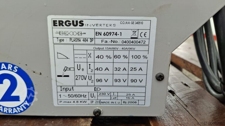 Plasma cutting machine Ergus Inverters Plasma 404 DP