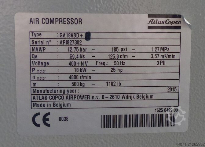 Schraubenkompressor GA18VSD+ Atlas Copco GA18VSD+