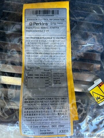 Aggregat Perkins 1206A-E70TTA - 275kVA Surplus Genset - DPX-15712