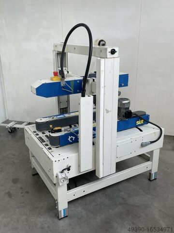 Automatische Verpackungsmaschine, Verschließer; Kartonklebemaschine, Karton Klebeautomat, Halbautoma SIAT / BRÜNINGHAUS XL-35-94 / P
