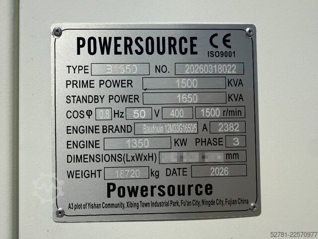 Aggregat Baudouin 12M33G1650/5 - 1650 kVA generator - DPX-19884