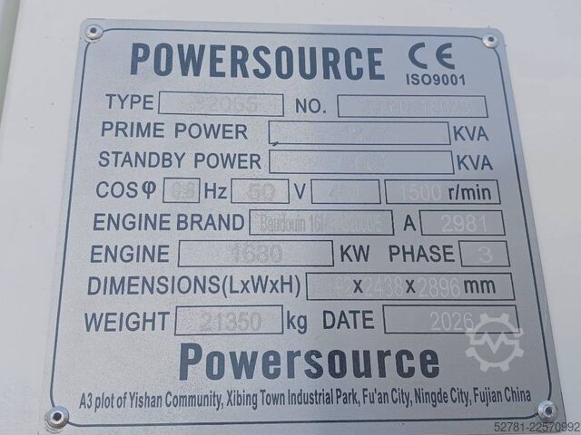 Aggregat Baudouin 16M33G2000/5 - 2065 kVA generator - DPX-19886