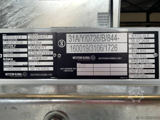 Lagermittel Western Global - 10TCG - 1.000 Liter fuel Tank - DPX-31001