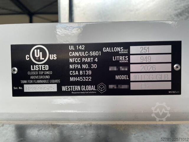 Lagermittel Western Global - 10TCG - 1.000 Liter fuel Tank - DPX-31001