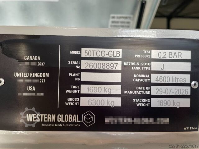 Lagermittel Western Global - 40TCG - 4.500 Liter fuel Tank - DPX-31004