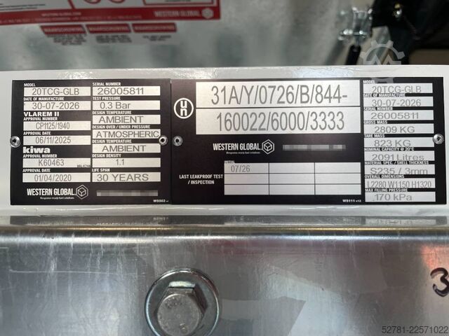 Lagermittel Western Global - 20TCG - 2.000 Liter fuel Tank - DPX-31002