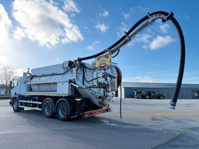 Vacuum tank truck SCANIA P360 6x4 Hvidtved Larsen Flexline 312 Euro 6