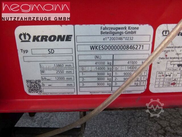 Open semitrailer with tarp KRONE SDP 27, , Scheibe, 335.102 km, LASI Code XL, SAF