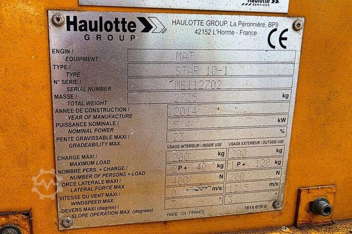 Scherenhebebühne Haulotte STAR 10 Electric, 10m Working Height, 3m Reach, 20