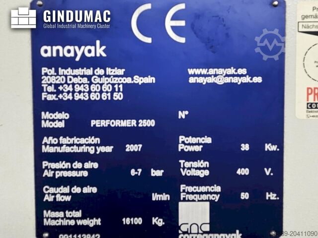 VERTIKALES BEARBEITUNGSZENTRUM ANAYAK Performer 2500