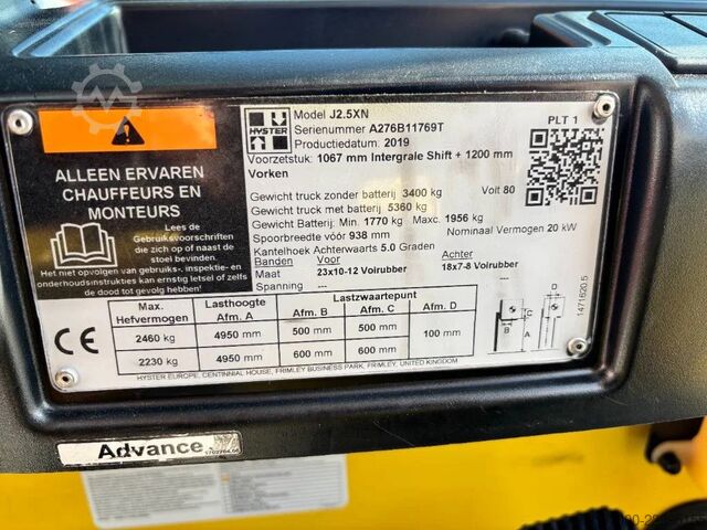 Forklift Hyster J2.5 XN 2500kg E- heftruck triplo