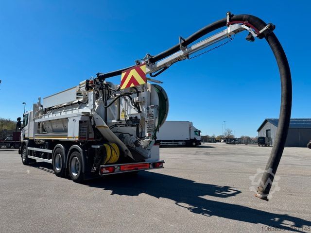 Vacuum tank truck SCANIA P360 6x4 Hvidtved Larsen Flexline 312 Euro 6