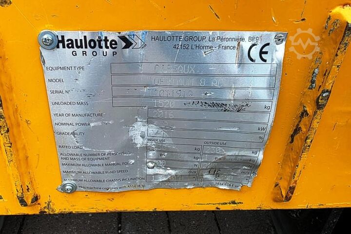 Scissor lift Haulotte Optimum 8 Electric,Batteries(07-2025),7.77m Workin