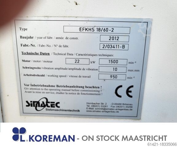 Screening machine Simatec 18/60-2 Ellipse horizontal  