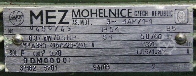 Separating clutch gear motor 0.37 kW 100 rpm MEZ 4AP71-4