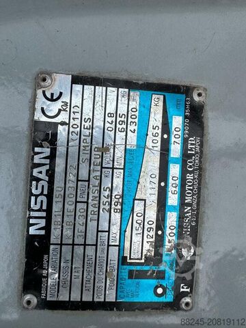 VS-22604 Electric triplex mast forklift Nissan NISSAN 3f430