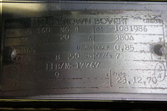 Electric motor 10 kW 1465 Rpm BBC eQU160MC4