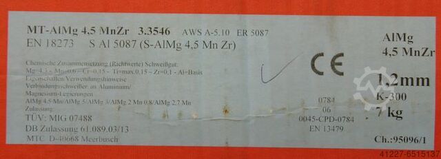 Welding wire aluminum 1.2 mm weight 7 kg MTC MT-AlMg 4,5 MnZr 3.3546 (1,2)
