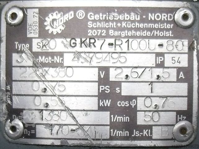 Electric motor 0.55 kW 1380 rpm Nord SK20 GKR7-R100U-80S4