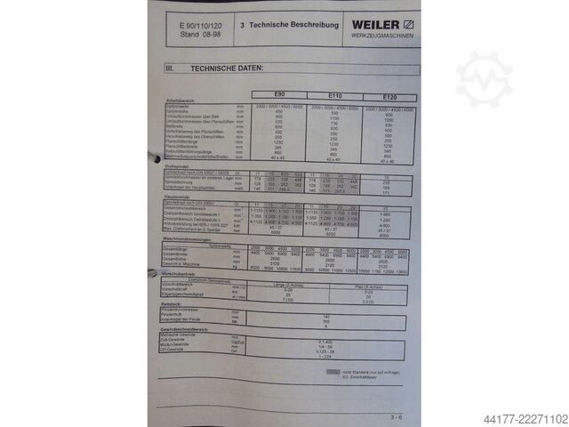 Zyklengesteuerte Drehmaschine Weiler E 120 x 3.000