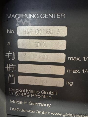 CNC - Turning and Milling Center DMG DMU 125 FD duoblock