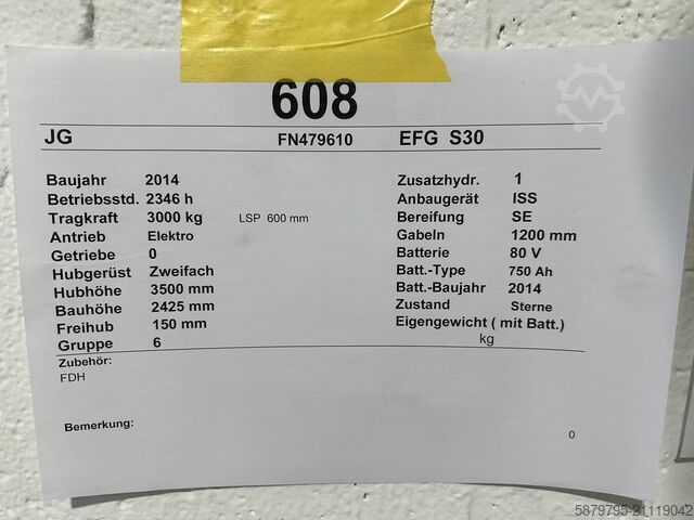 Gabelstapler Jungheinrich EFG S30 | 3500mm | 3000kg | ISS