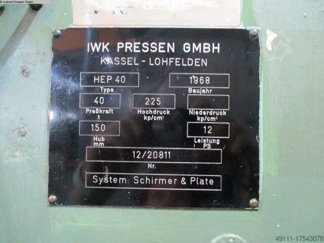 Single Column Press - Hydraulic IWK HEP 40