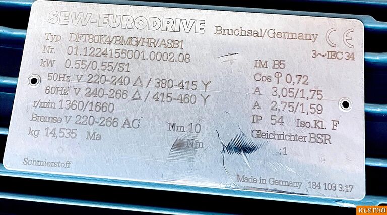Electric motor-driven linear unit SEW-EURODRIVE DFT80K4/BMG/HR/ASB1(1)