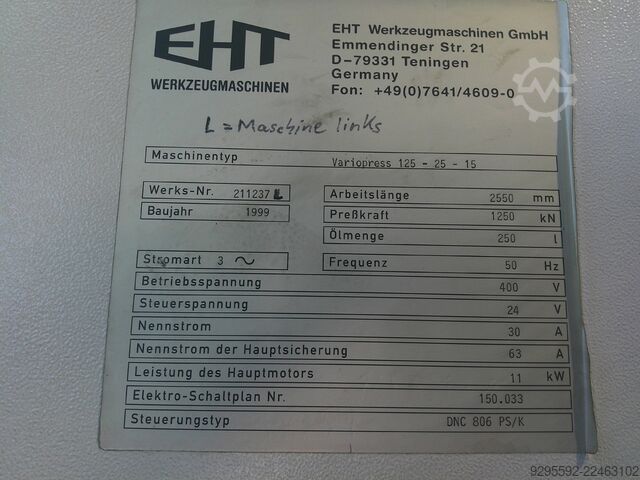 Abkantpresse EHT Variopress 125-25-15