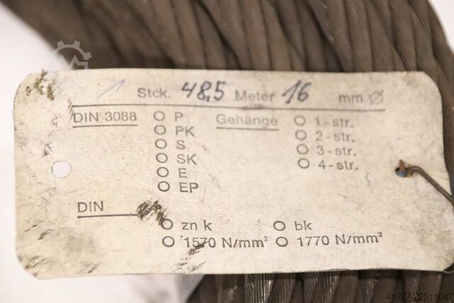Crane rope Ø 16 mm 48.5 m Stahl DIN 3088