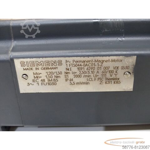 Siemens motor Siemens 1FT5044-0AC01-1-Z SN:E1S91629001007 !