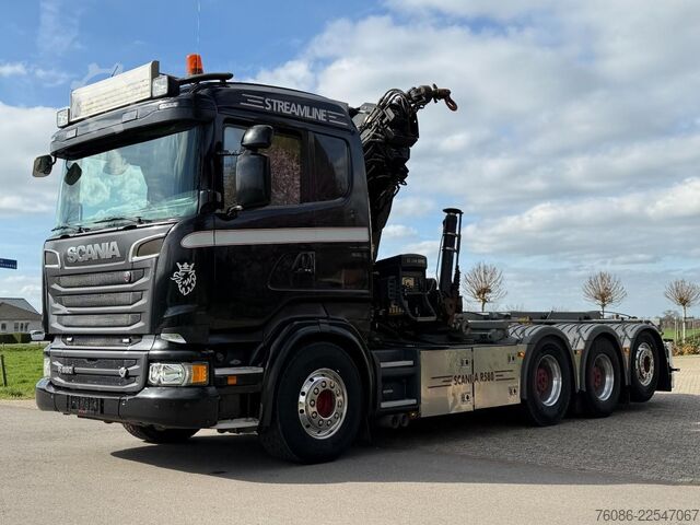 Hakenarmsystem Scania R580 V8 8x4 !!TRIPLE HIAB 24 TM CRANE!!CONTAINE...