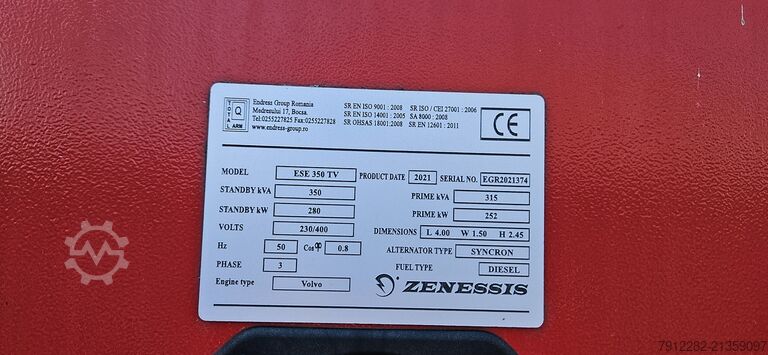 Diesel generator Endress Volvo ESE 350 kVA