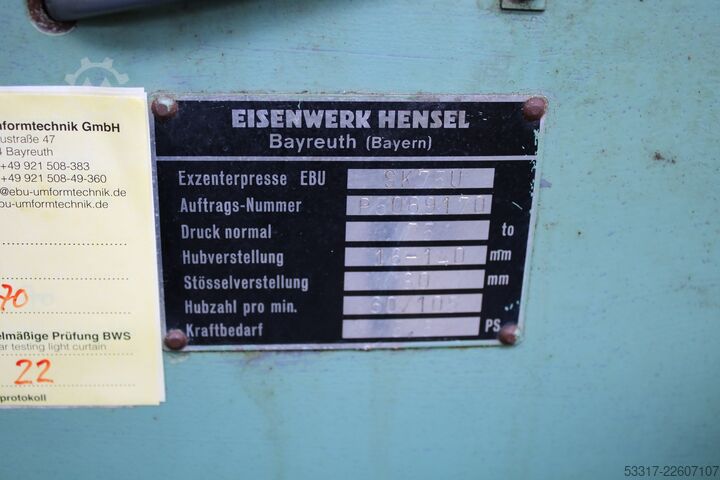 Eccentric press EBU Exzenterpresse SK75 U
