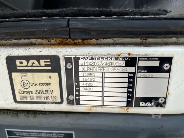 Koffer DAF LF 45.160 / 49 DKM! / 12 ton / Loadlift / NL Tr...