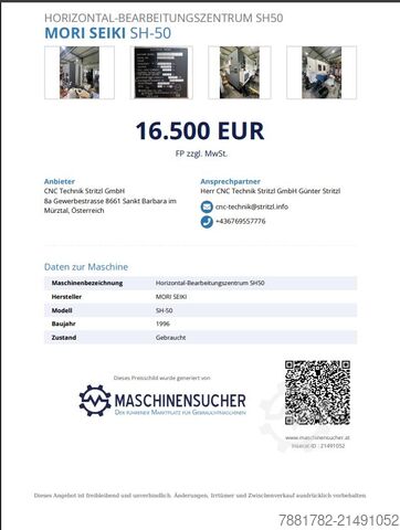 Horizontal-Bearbeitungszentrum SH50 MORI SEIKI SH-50
