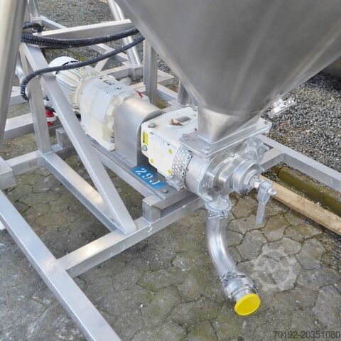 1000 liter conical tank made of V4A with feed pump 6961