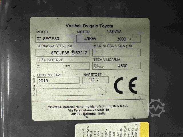 LPG Forklifts Toyota 02-8FGF30