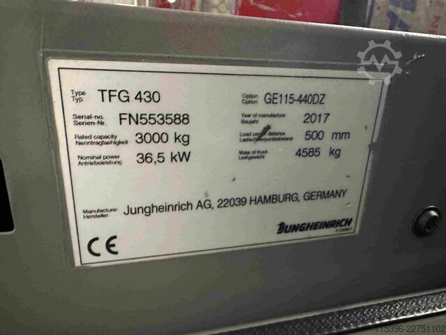 LPG Forklifts Jungheinrich TFG 430 - TRIPLEX 4,4 m