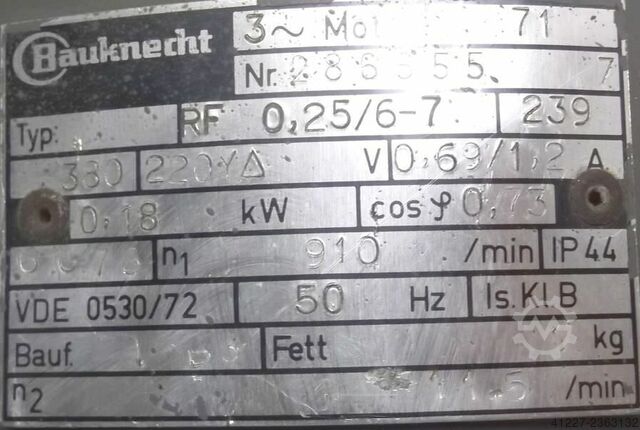 Gear motor 0.18 kW 11.5 rpm Bauknecht RF0,25/6-7