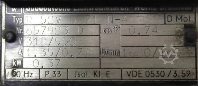 Gear motor 0.37 kW 160 rpm SEW-EURODRIVE R52VD71N-4