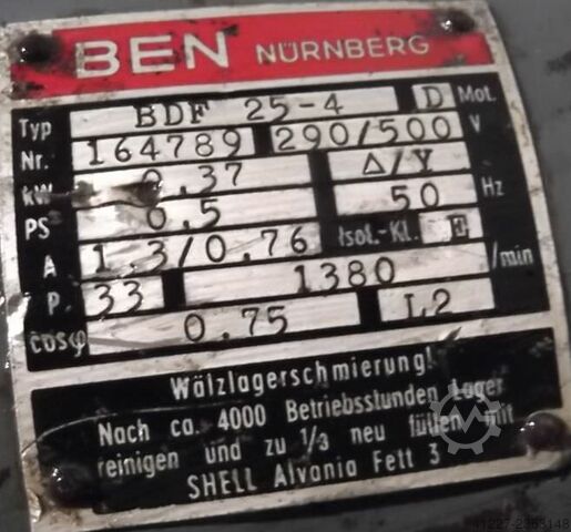 Gear motor 0.37 kW 117 rpm BEN BDF25-4
