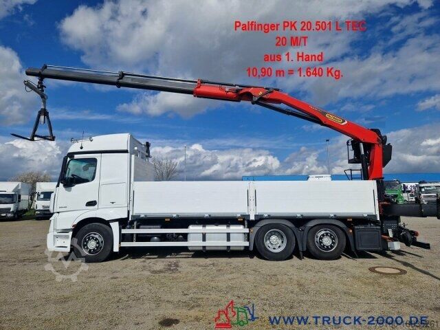 LKW mit Pritsche (offen) Mercedes-Benz Actros 2548 6x2 Kran PK20501 bei 11m/1,64 Tonnen