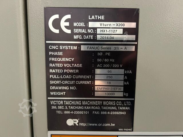CNC Dreh-Fräszentrum Victor Taichung Vturn-X200